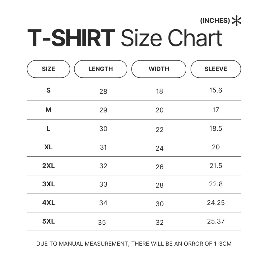 T shirt Size Chart - Gravity Falls Merchandise