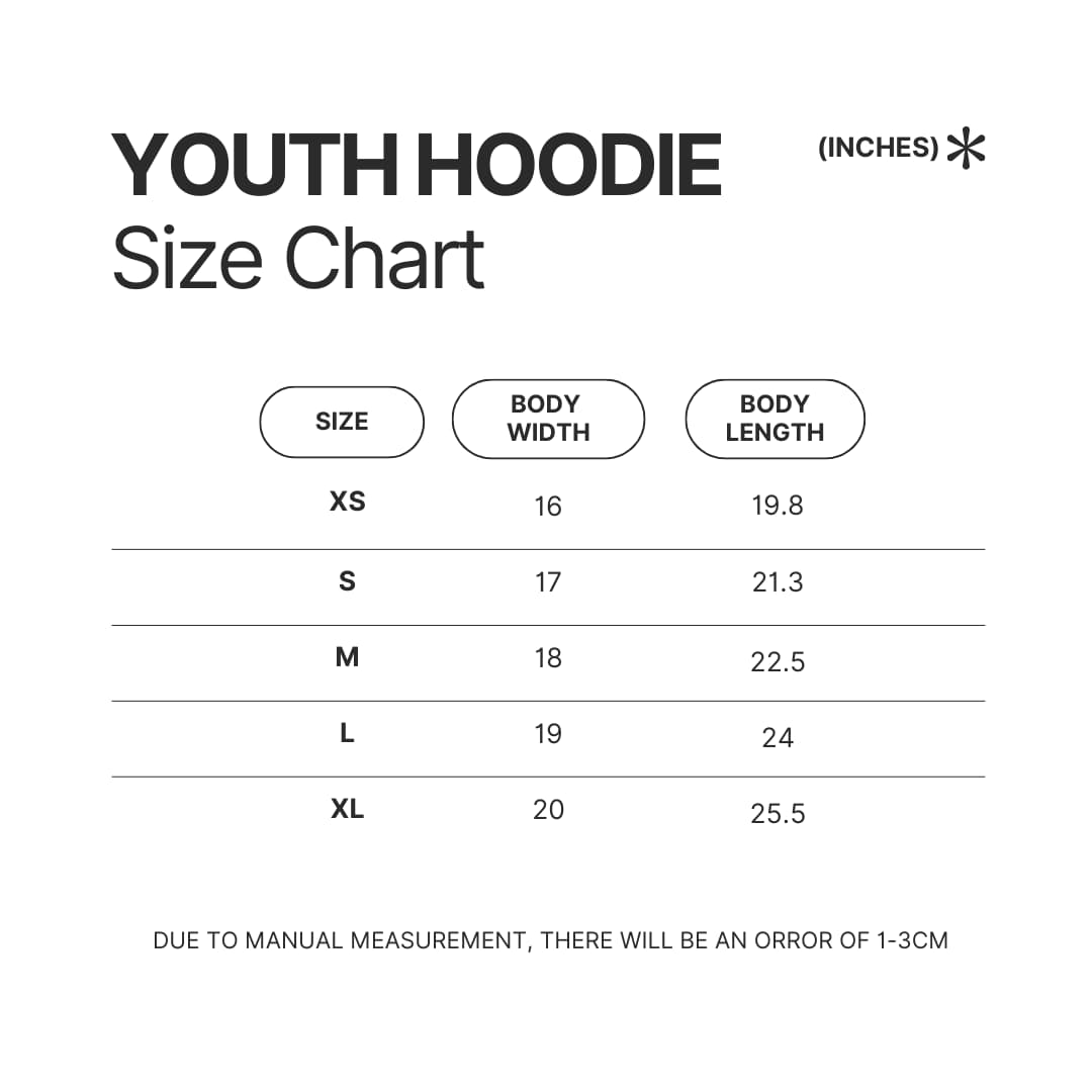 Youth Hoodie Size Chart - Gravity Falls Merchandise