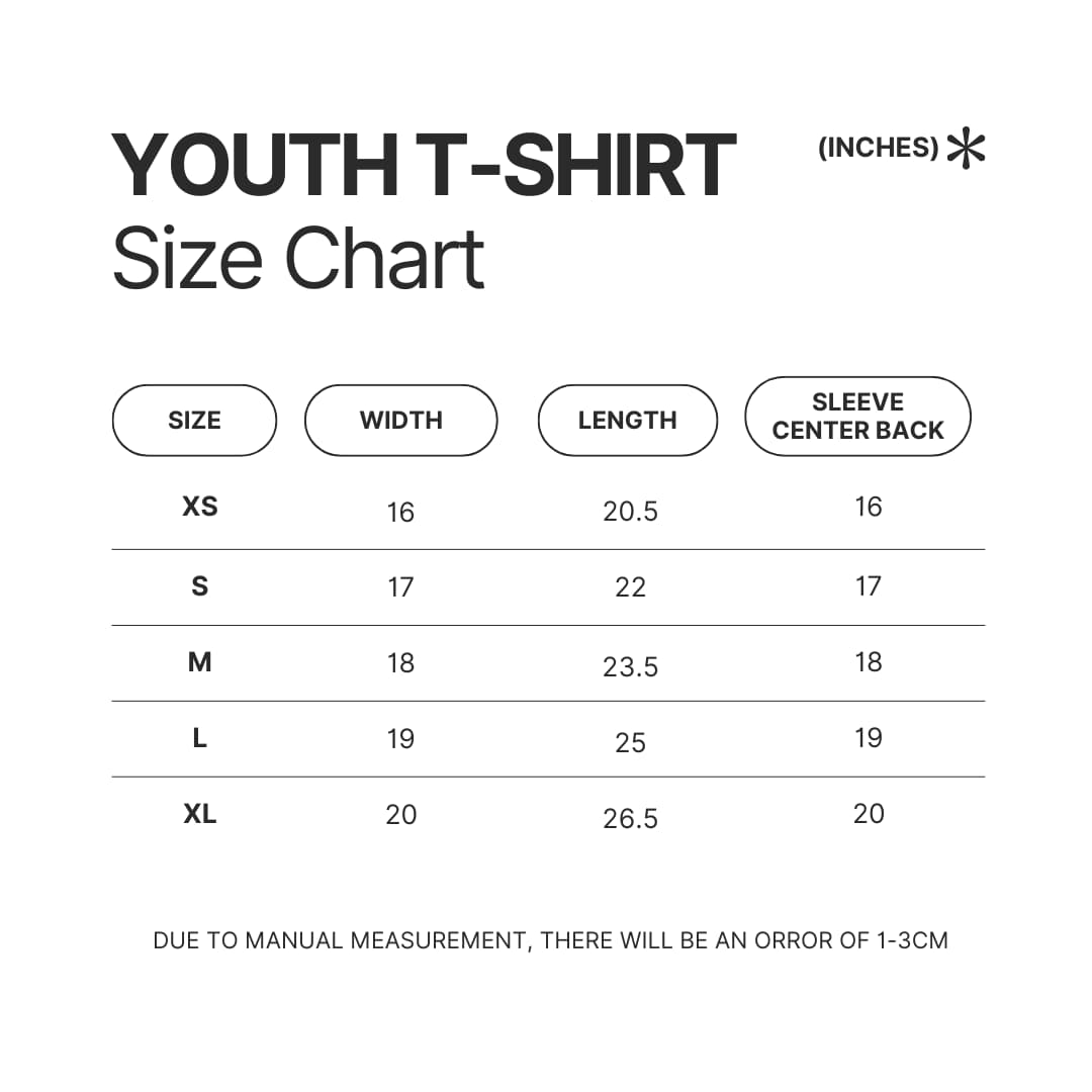 Youth T shirt Size Chart - Gravity Falls Merchandise