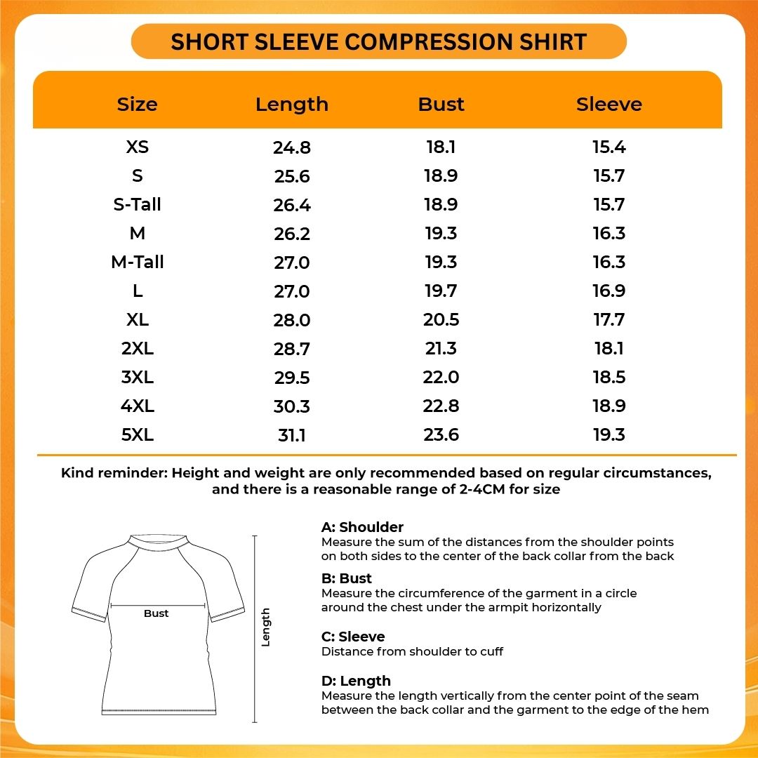 Compression shirt Size chart - Gravity Falls Merchandise