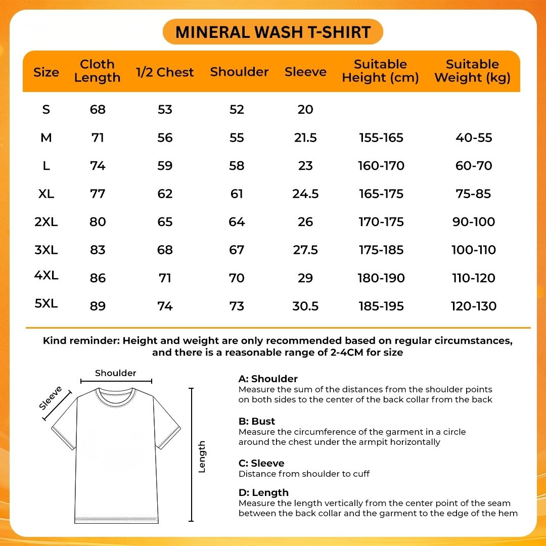 Mineral Wash T Shirt Size Chart - Gravity Falls Merchandise
