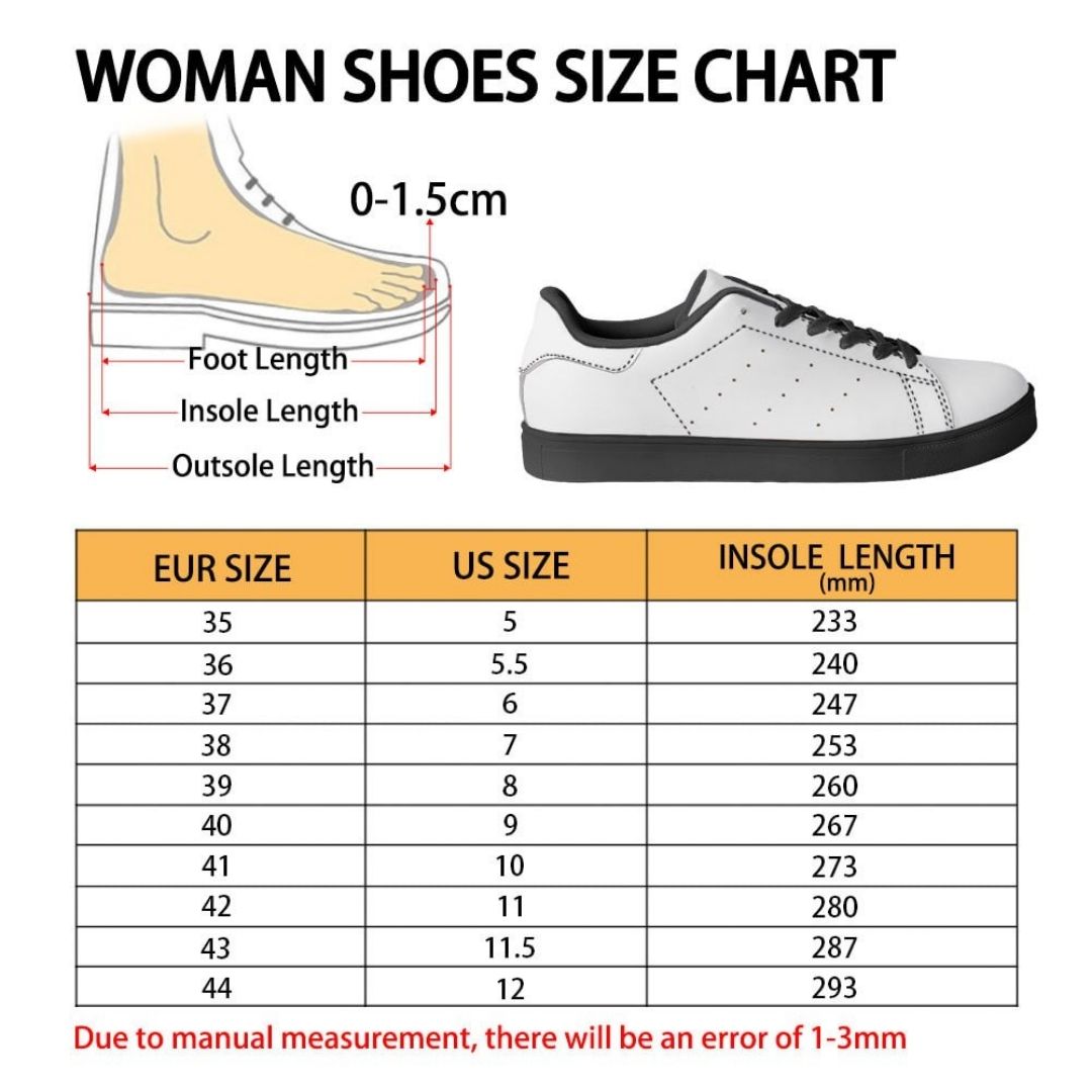 Skate Woman Shoes Size Chart - Gravity Falls Merchandise